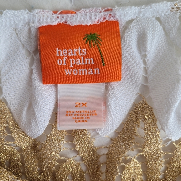Hearts Of Palm Woman Blouse. White And Metallic Gold in a 2X - Picture 4 of 4